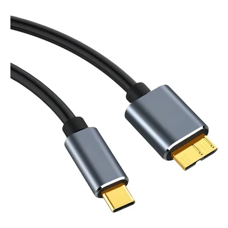 Cable Datos Usb C 3.0 - Usb Micro B Disco Duro Hdd / Ssd 2m Color Negro/Plata