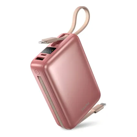 Carregador Portátil Power Bank Basike 20000mAh 22.5W Rápido Cabos Embutidos Tipo C iPhone Samsung