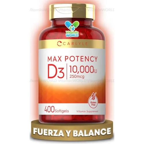 Carlyle Vitamina D3 10,000iu 250 Mcg 400 Softgels Sabor Sin Sabor