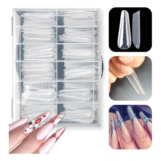120 Cápsulas Moldes Sistema Dual Coffin Uñas Curvatura C