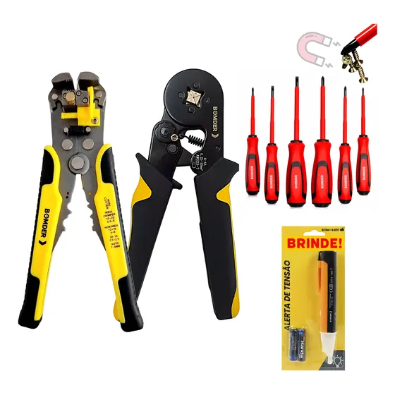 Kit Alicate Crimpar + Decapador + Teste + Chaves Nr10