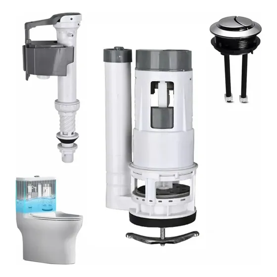 1 Kit Herrajes Y Wc Sistema Dual Botón 20cm Valvula Descarga