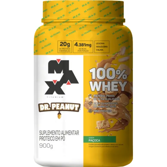 100% Whey Concentrado Dr Peanut 900g - Max Titanium