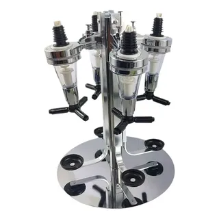 Lextak Porta Bebidas Inox Giratório Dosador Dispenser 4 Garrafas