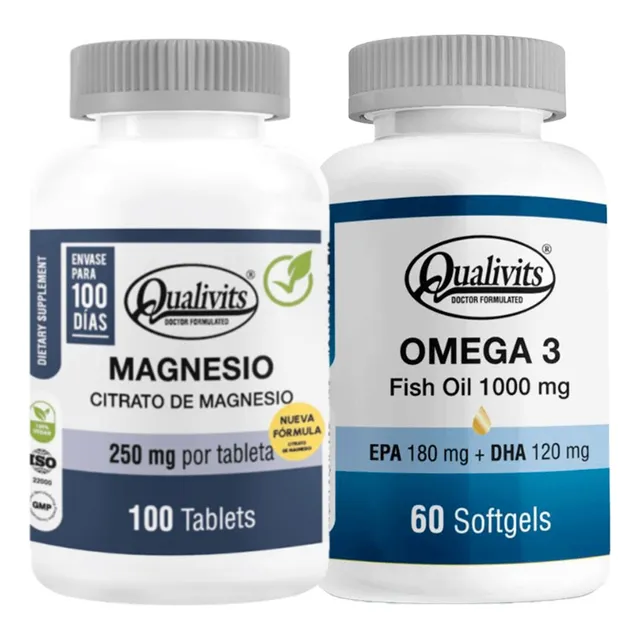 Citrato De Magnesio 250 Mg + Omega 3 X 60 Qualivits Fish Oil