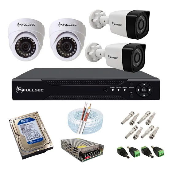 Kit Cftv 2 Câmeras Bullet 2 Dome E Gravador Com Hd 250gb