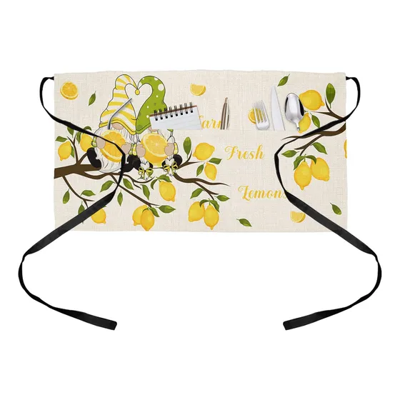 Delantal Verano 3 Bolsillo Gnomo Amarillo Granja Arbol Limon