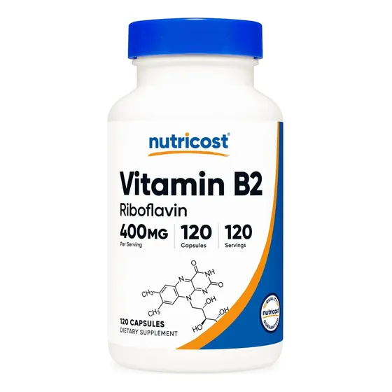 Suplemento Vitamina B2 Nutricost (riboflavina) 120 Cápsulas