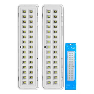 Elgin Kit 2 Luminária Lâmpada De Emergência Elgin 30 Led 2w 6500k