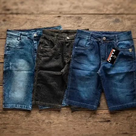 Kit 03 Bermuda Jeans Premium Masculino Elastano Short