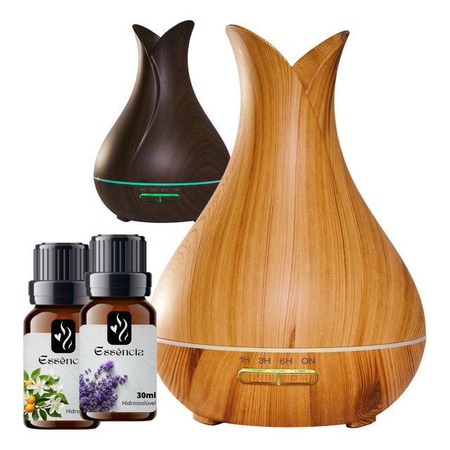 Kit Difusor Vaporizador De 400ml Com Controle +2 Aromas 30ml Kit Difusor Vaporizador De 400ml Com Controle +2 Aromas 30ml