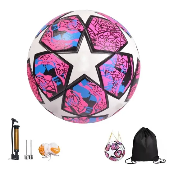 Balón Fútbol Soccer Champions Profesional Estrellas Hibrido Rosa Oscuro