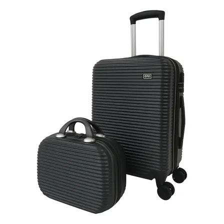 Jogo De Mala De Viagem De Bordo Kit Com 2 Tamanhos Preta Preto Listras Especiais