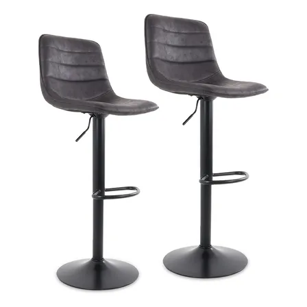 Silla De Bar Giratoria Con Respaldo Reposapies Moderna 2 Pz Acabado De La Estructura Negro Color Negro