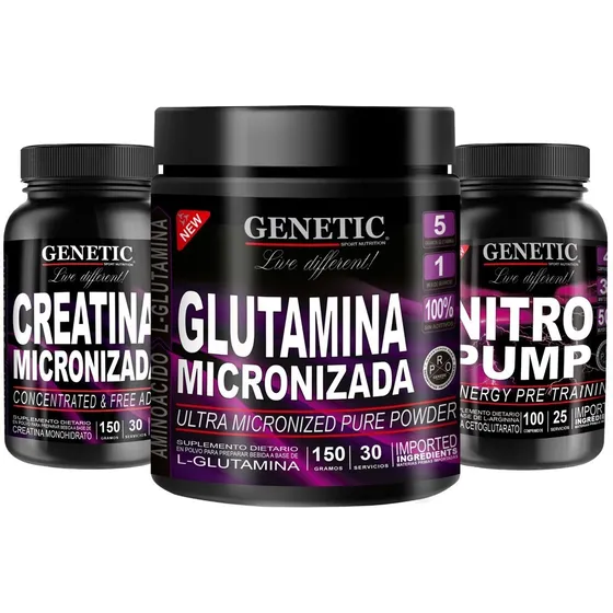 Súper Aumento Muscular Nitro Pump Creatina Glutamina Genetic