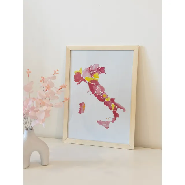Cuadro Mapa Italia Grande Creado A Mano