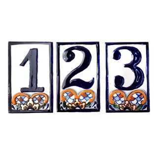 3 Números Residenciales De Talavera Poblana 13x8 Cm Ajedrez 3 Números Residenciales De Talavera Poblana 13x8 Cm Ajedrez