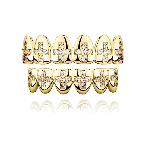 Parrillas Para Tus Dientes Cruz De Oro Diamante Grillz Dient