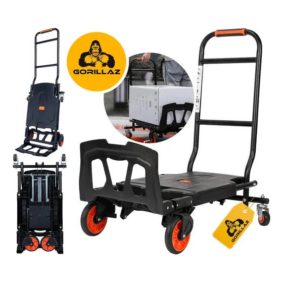 Carrinho De Mão Para Carga Dobrável Plataforma Multiuso 2 Em 1 Até 150kg Grz-150k Gorillaz