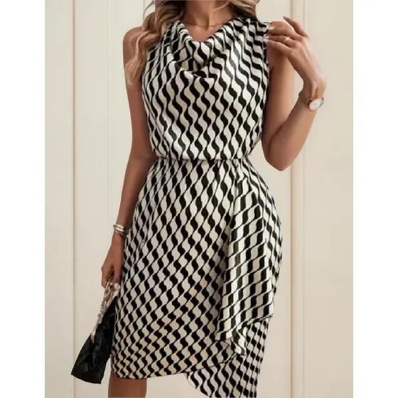 Vestido Reunion Beige Y Negro Talle 2xl Grande Especial