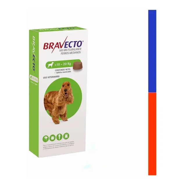 Bravecto MSD Pulgas y Garrapatas 10 Kg 20 Kg 1 Comprimido