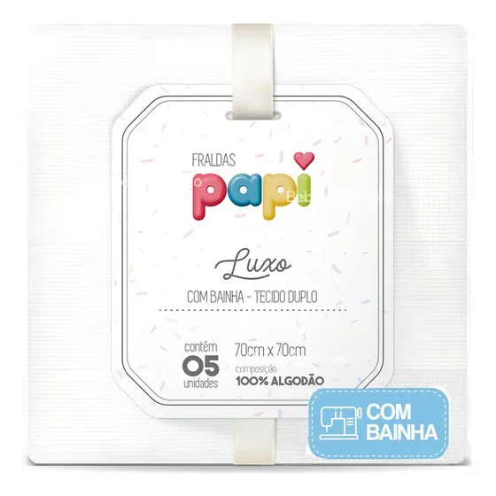 Fralda De Pano Luxo Bebê Com Bainha Macia Tecido Duplo 5 Und