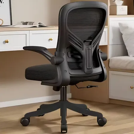Cadeira De Escritório Ergonômica Laudo Nr17 Assento Com Espuma Injetada Regulagem De Altura Ajuste Lombar Estofado Respirável Em Mesh Braços Retrátil Marca Brin7 Modelo B7-007 Preto