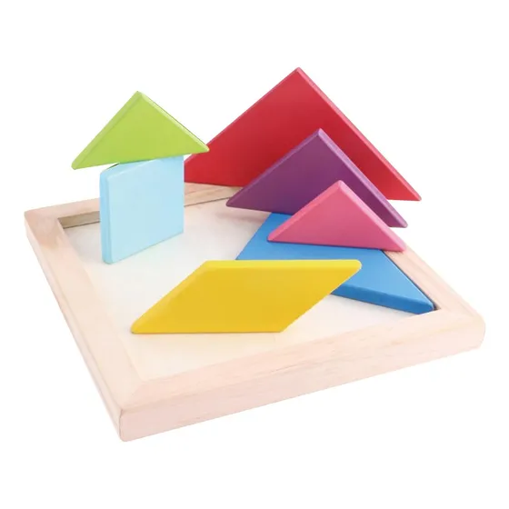 Rompecabezas De Madera Tangram Para Niños, Bloques Lógicos