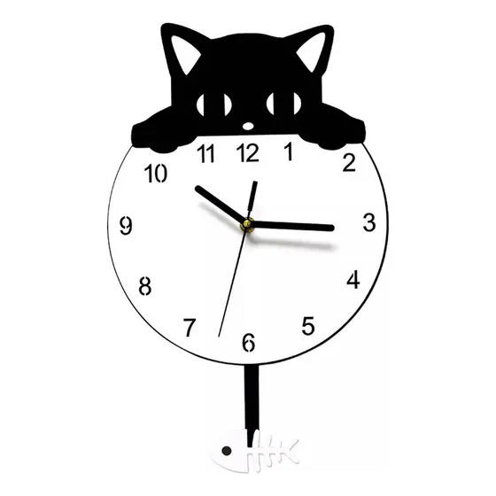 Aa Reloj De Pared Con Dibujos De Gatos, Pez Mecedor,