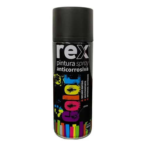 Pintura Aerosol Spray Anticorrosiva Secado Rápido Rex Color Negro