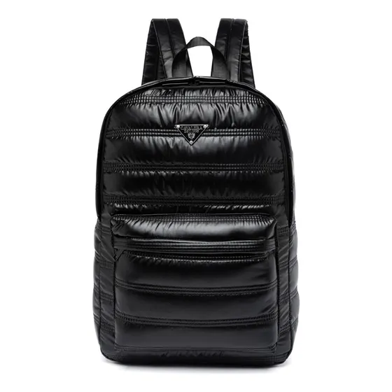 Mochila Feminina Escolar Espaçosa Puffer Resistente Cor Preto Desenho Do Tecido Liso