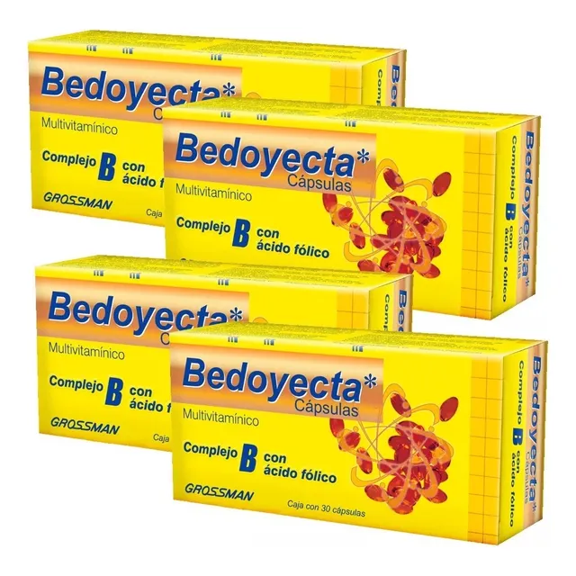 4 Cajas Bedoyecta Complejo B Ácido Fólico Vitaminas 120 Tabs