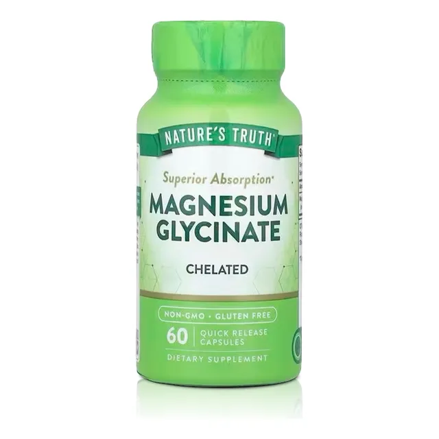 Glicinato De Magnesio 200mg (60 Cápsulas)  Natures Truth Sin Sabor