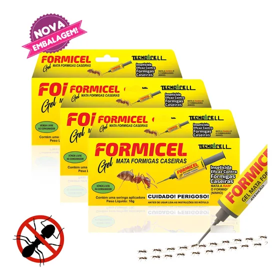 Kit 3 X Gel Mata Formigas Caseiras Tecnocell Formicel 10g