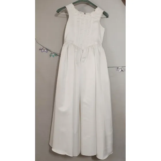 Vestido Primera Comunión Niña Talla 10 Con Tocado Blanco