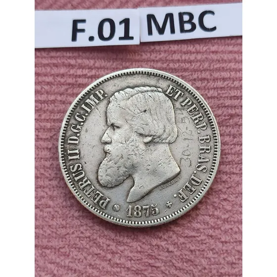 Moeda Prata Império 2000 Réis De 1875 - Mbc F1 Luster Duplo