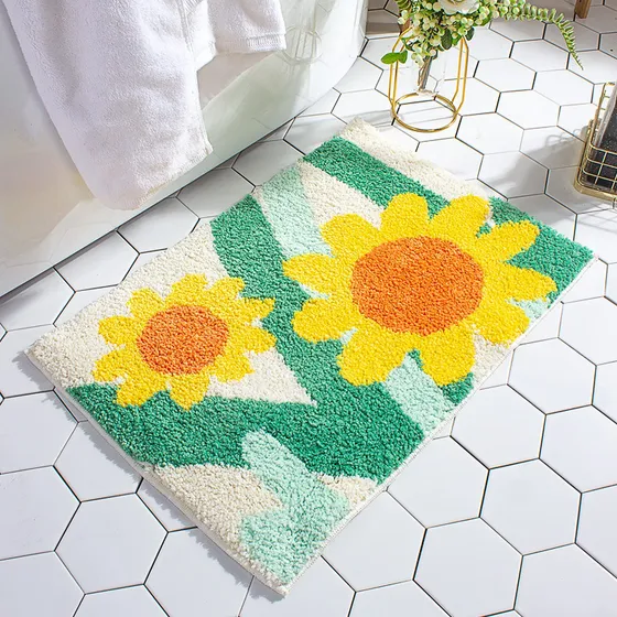 Dlder Alfombra Baño Girasol Para Antideslizante Respaldo 20