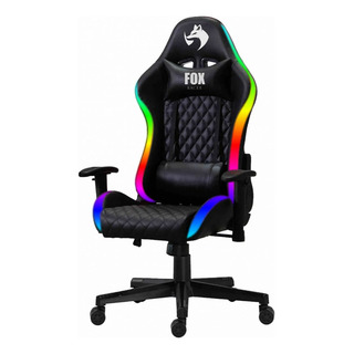 Cadeira De Escritório Fox Online Rgb 38271 Gamer Ergonômica Preta Com Estofado De Couro Sintético Cadeira De Escritório Fox Online Rgb 38271 Gamer Ergonômica Preta Com Estofado De Couro Sintético