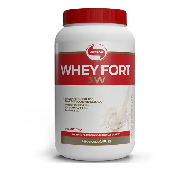 Whey Fort 3w 900g - Vitafor Concentrado Isolado Hidrolisado
