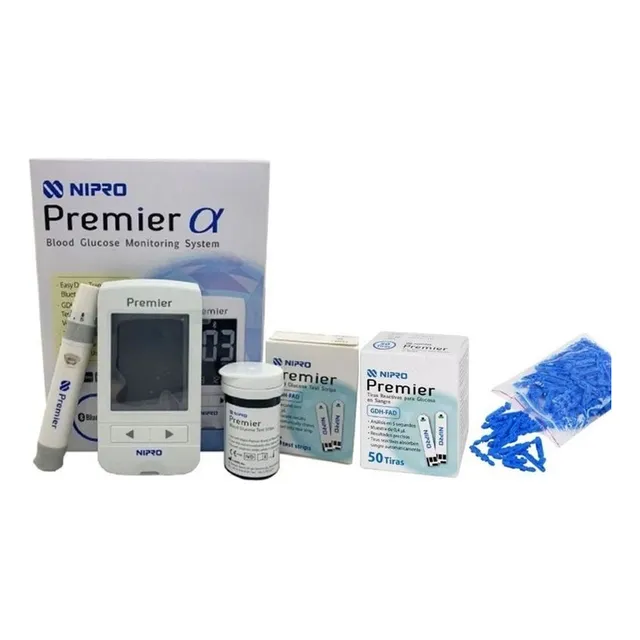 Glucómetro Nipro Alpha Premier + 60 Tiras + 110 Lancetas