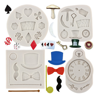 4pcs Molde De Silicona Póquer Relojes Fondant Pasta Resina 4pcs Molde De Silicona Póquer Relojes Fondant Pasta Resina