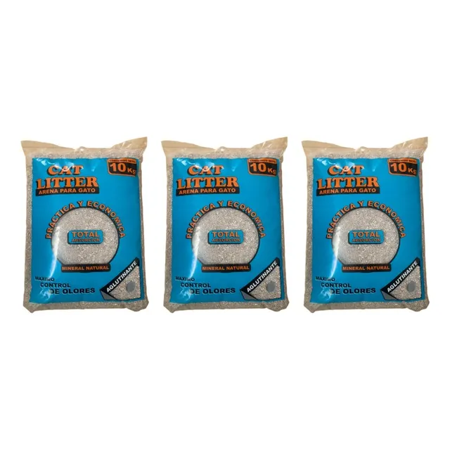 Arena Para Gato Cat Litter, 3 Bolsas 10kg=30 Kg. Envio Grati