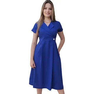 Vestido Midi Transpassado Evangélico Rodado Manga Elegante Vestido Midi Transpassado Evangélico Rodado Manga Elegante