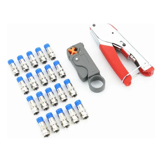 20 Conector Rg59 + Alicate Crimpar Cabo Coaxial + Decapador