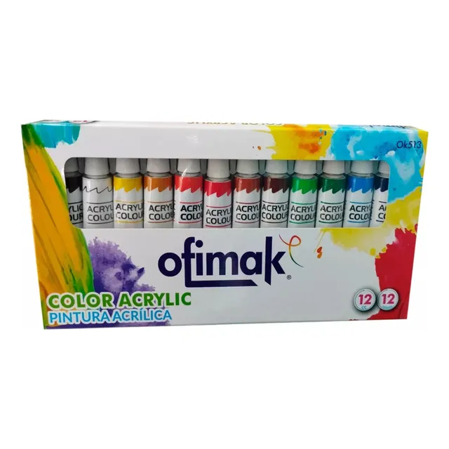 Set De Pinturas Acrílicas Marca Ofimak (12 Colores) 