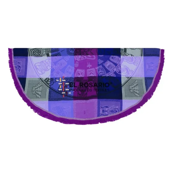 Souvenir México Mantel Prehispánico Redondo 1,5m (2 Pack) Color Cal.maya/morado Blanco