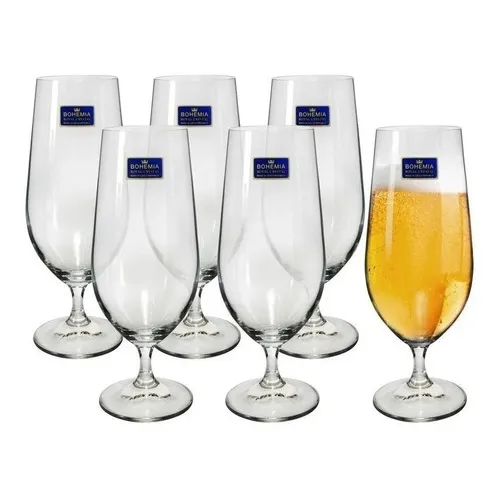 Jogo 6 Taças Bohemia Cristal Beer Cerveja 380ml