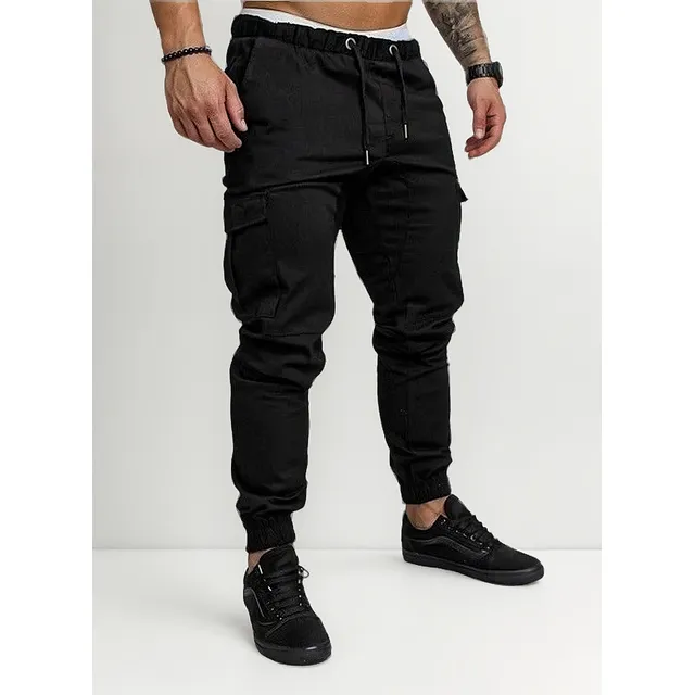 Pantalon Cargo Hombre Gabardina Elastizada Jogger Bolsillos