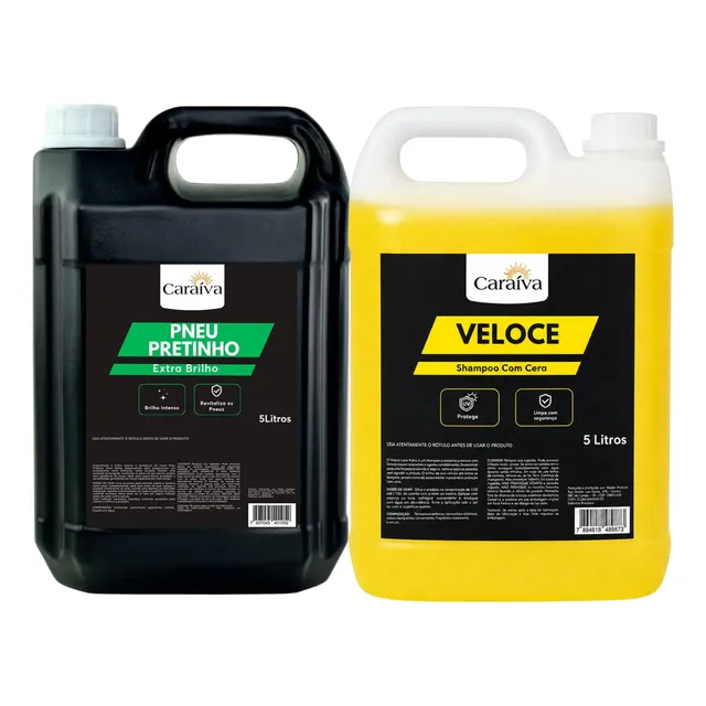 Shampoo Com Cera Neutro Concentrado + Pneu Pretinho Carro 5l.