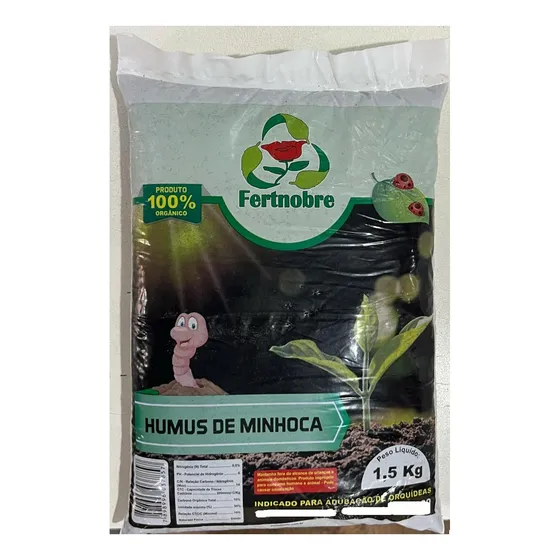 Húmus De Minhoca Adubo Orgânico 1,5 Kg Para Hortas Jardim 